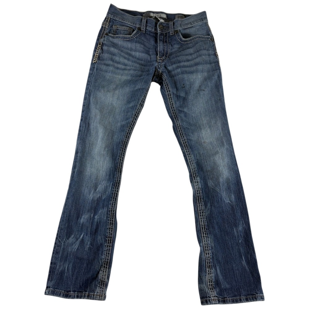 Buckle BkE Jake Straight Jeans Mens 29 Blue Whiskering Denim Cotton Regular Fit